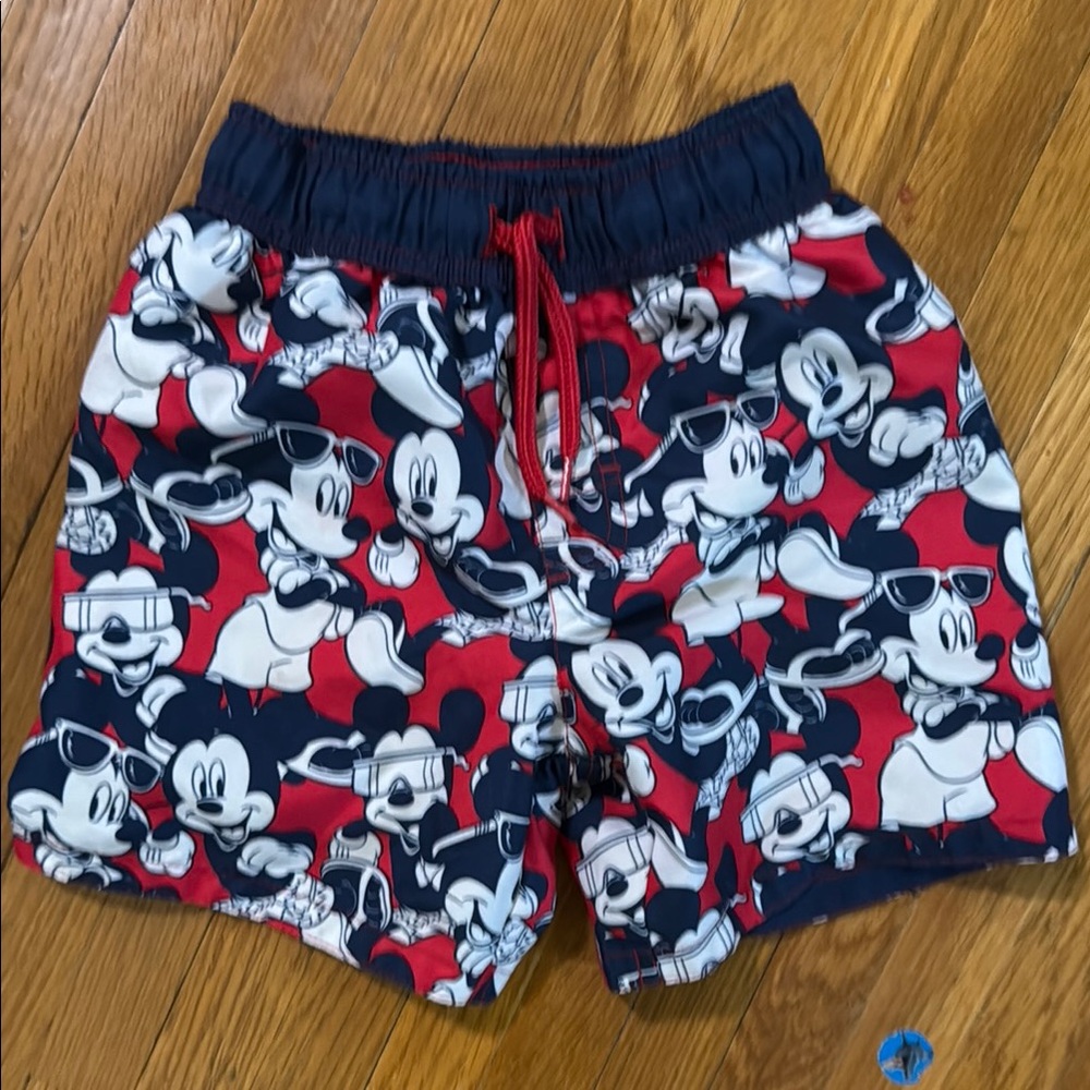 Disney Mickey Mouse Red and Black Swim Trunks